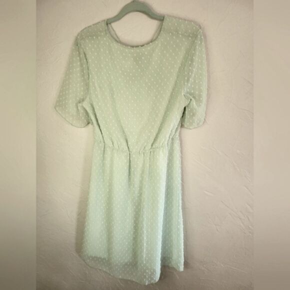 Ecowish v-neck swiss dots ruffle chiffon short sleeve fully lined dress size L - Picture 7 of 8